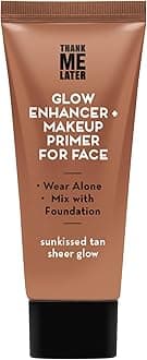 Elizabeth Mott Thank Me Later Multipurpose Natural Glow Enhancer, Primer, Highlighter - Best Glowy Skincare Makeup, Vegan & Cruelty-Free, No Sulfate, Paraben or Phthalate – Tan Sheer Glow, 30g