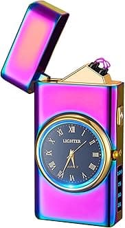 YOZWOO Plasma Lighter, USB Rechargeable, Electronic Lighter with Clock, Stylish, Eagle Totem, Dual Arc Lighter with LED Lighting, Flameless Windproof Electric Lighter, Color