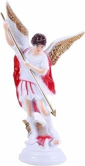 M Men Style Plastic Archangel St Michael Statue for Home Altar for Decoration, Collectibles, Home, Table Car White and Red Plastic CarDash202537