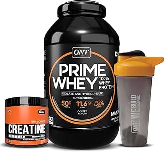 QNT Prime Whey 2 Kg Coffee with Creatine 90 G & Shaker | High-Protein Muscle Building Combo | Strength, Recovery & Performance Boost