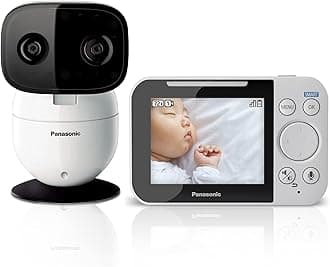 Panasonic Baby Monitor with Camera and Audio, 3.5” Color Video Baby Monitor, Extra Long Range, Secure Connection, 2-Way Talk, Soothing Sounds, Remote Pan, Tilt, Zoom,1 Camera, KX-HN4001W (White/Black)