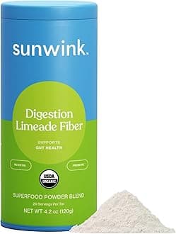 GEEGVV Sunwink Citrus Lime Prebiotic - Organic Superfood Powder for Digestion Support with Chicory Root Inulin, Tangerine Peel and Burdock - Good Source of Plant-Based Fiber, No Stevia (20 Servings)