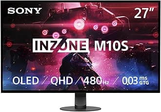 INZONE M10S 27” OLED 1440p Gaming Monitor 480Hz 0.03ms, Low Profile Stand, G-SYNC Compatible, DisplayHDR 400, Anti-Glare, DisplayPort 2.1 (UHBR10), VRR HDMI 2.1, 3-Year Limited Warranty