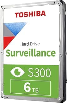 Toshiba S300 6TB Internal Surveillance Hard Drive, 3.5’’ SATA HDD, Supports up to 64 HD cameras at a 180TB/Year workload (HDWT860UZSVA)