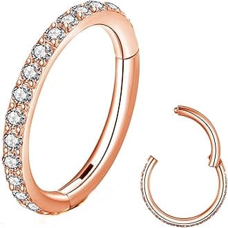 Clear CZ Nose Rings Hoop 316L Surgical Steel Cartilage Earrings Conch Daith Helix Rook Tragus Lobe Snug Body Piercing Jewelry 20G 18G 16G Stainless Steel Hinged Segment Rings Lip Rings