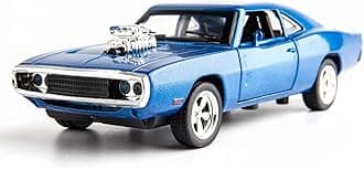 Alloy Metal Pull Back Die-cast Car 1:32 Fast and The Furious Dodge Charger Diecast Metal Pullback Toy car with Openable Doors, Light Music Boys Gifts Toys for Kids -Blue
