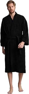 Men's Turkish Terry Kimono Style Bathrobe - 100% Turkish Cotton Robe for Men - Comfortable & Absorbent - Soft & Cozy Wear