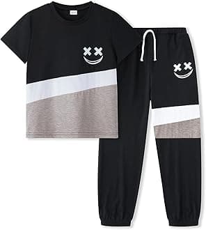 Size 5-13 Years Boys Summer/Spring Outfits Set Short Sleeve T-Shirt & Pants Kids Boys Fall Fashion Clothes Sets