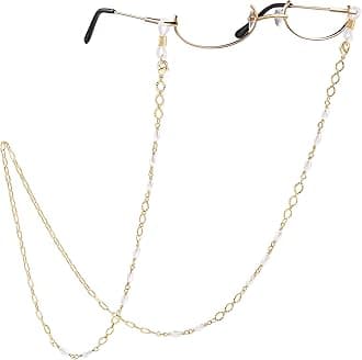 PEARLADA 18K Gold Eyeglass Chain Sunglasses Strap Holder Reading Glasses Retainer Gold Beaded Chain String Cord Lanyard…