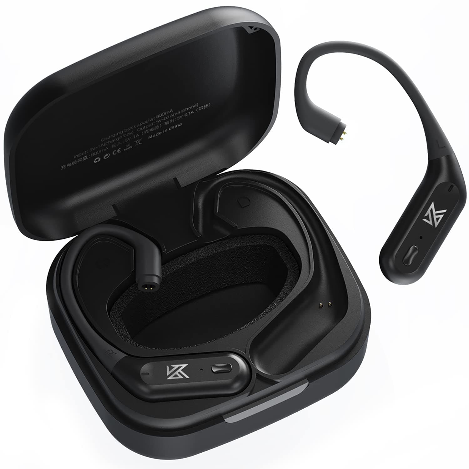 AZ09Pro Bluetooth V5.2 aptX/TWS + Earbuds Hook with Mic Support/40 Hours Playback and APP Control for Standard 0.75/0.78mm 2PIN Connector (C PIN, Black)