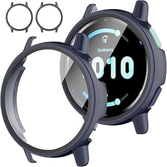 Rc-Z Screen Protector Case for Garmin vívoactive 5, [2-Pack] Hard PC Bumper Full Face Cover Replacement Accessories for Garmin Active 5/Vivoactive 5, Navy Blue