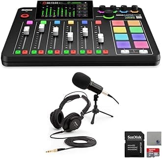 Rode RODECaster Pro II Audio Production Studio Bundle with Zoom ZDM-1 Podcast Mic Pack, 32GB microSD Card and StreamEye Polishing Cloth