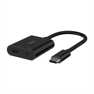 Belkin Rockstar™ 3.5mm Audio with USB-C Charge Adaptor Included, Audio Adaptor Compatible with iPad Pro, Galaxy, Note, Google Pixel, LG G6, Sony Xperia, OnePlus and More - Black