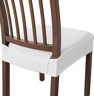 FORCHEER Velvet Dining Chair Seat Covers Set of 4 Off White Stretch 18 inch Square Chair Seat Cushion Slipcovers for Dining Room Wodern Chairs The Seat Cover Only