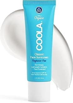 - COOLA Organic Face Sunscreen SPF 50 Sunblock Lotion, Dermatologist Tested Skin Care for Daily Protection, Vegan and Gluten Free, Fragrance Free