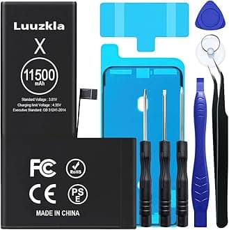 11500mAh (2024 New Upgrade) Battery Compatible with iPhone X, Super Capacity Battery Replacement Compatible with iPhone X, with Full Tool Kits-0 Cycle High Capacity-24 Months Service