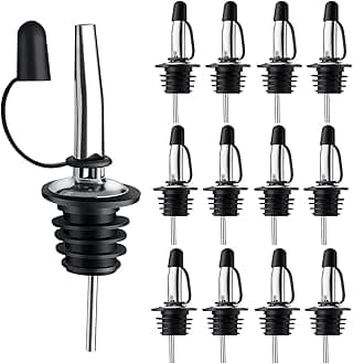 12 Pack Liquor Pour Spout, Pour Spouts for Bottles, Pour Spout for Liquor Bottles iquor Bottle Pourers for Alcohol, Speed Pourers, Liquor Pourers with Dust Caps,Olive Oil, Bar Bartender Access
