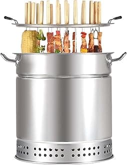 Portable Vertical Charcoal Smoker Grill Barrel Grill with 28 Skewers, Outdoor Indoor Camping Smokeless Charcoal Barbecue Grill Bbq,L