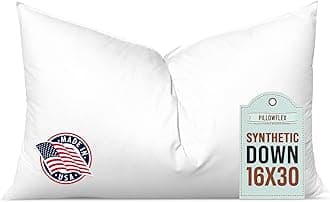 Pillowflex Synthetic Down Pillow Insert - 16x30 Down Alternative Pillow, Ultra Soft, Large Rectangle Body Sleeping Pillow, Lumbar, Long, Back - 1 Decorative Pillow Form