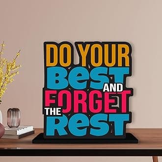 Artvibes Wooden Do Your Best and Forgot The Rest Motivational Quotes Table Decor for Office Office Desk Showpiece | Home Decoration Item | Living Room | Modern Gifting Items (SP_1175N)