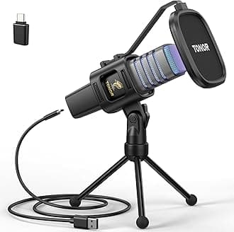 RGB USB Microphone, Cardioid Condenser Computer PC Mic with Tripod Stand, Pop Filter, Shock Mount for Gaming, Streaming, Podcasting, YouTube, Twitch, Compatible with Laptop Desktop,TC30 with RGB