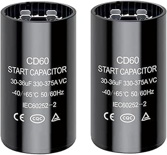 30-36 uf/MFD CD60 Round Start Capacitor ±20% 50/60 Hz 330-375 VAC Round Motor Well Pump Start Capacitor (30-36 uf/MFD, 2)