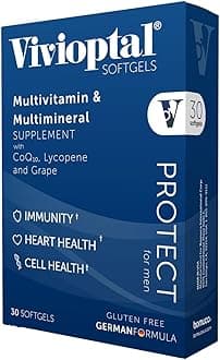 Vivioptal Vitamins Protect For Men 30 Capsules Multivitamin & Multimineral Supplement CoQ10 Lycopene Resveratrol