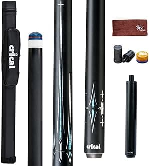 CRICAL Carbon Fiber Pool Cue Stick 58" Billiard Cue Sticks Professional Low Deflection Pool Sticks with 3/8 * 8 Pin Joint and 12.5mm Tip