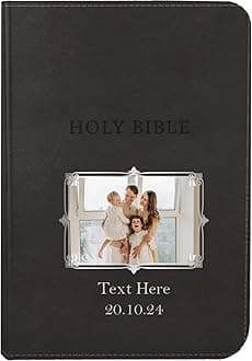 Printualist Personalized Gift Bible Custom Photo & Text, KJV, Black, King James Version, Red Letter Edition, Comfort Print, Faux Leather