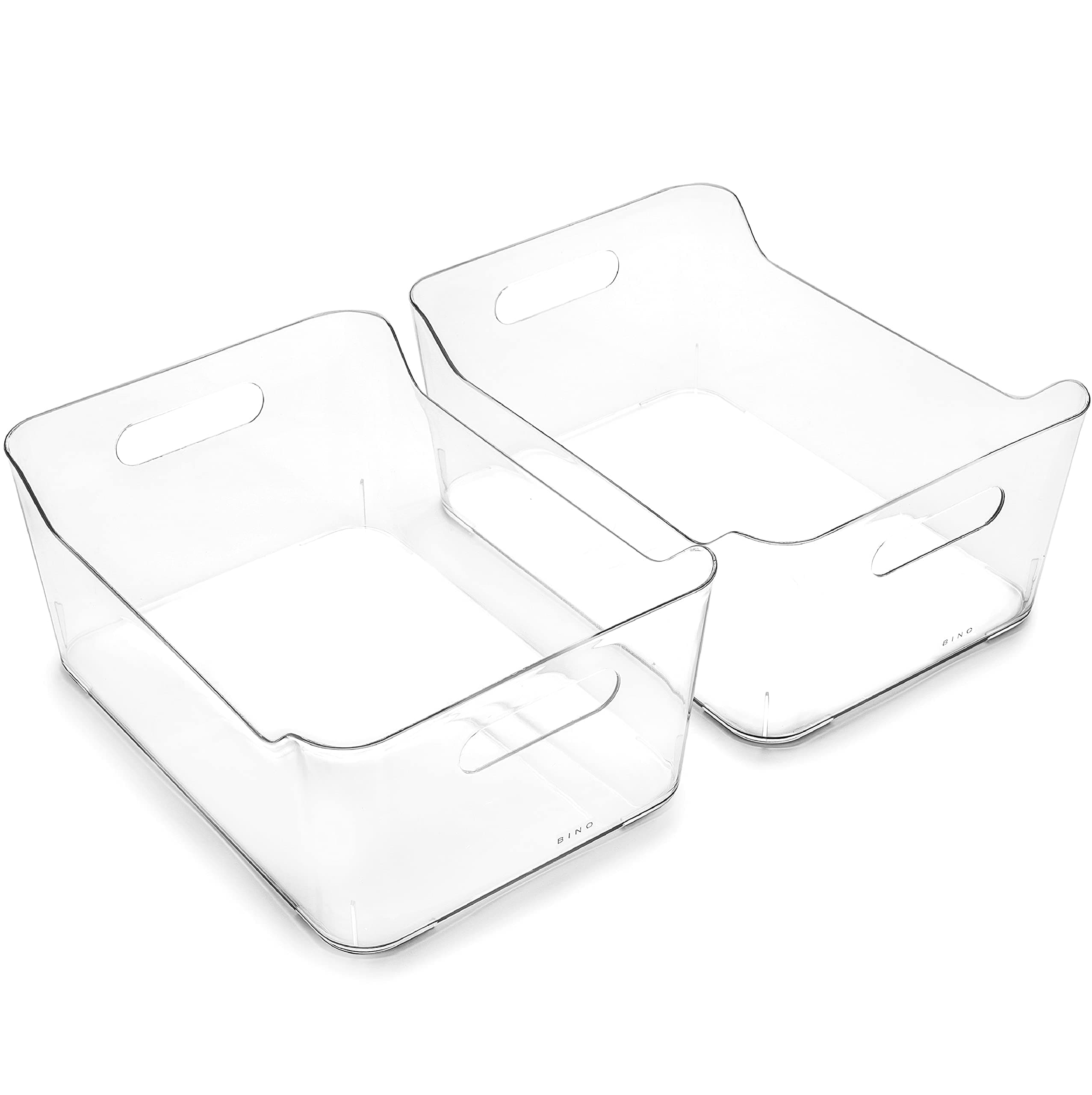 Plastic Organizer Bins, Large - 2 Pack, Clear | The SOHO Collection | Multi-Use Organizer Bins | Pantry Organizer & Freezer Organizer | Plastic Storage Container | Bins for Home & Kitchen Org