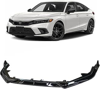 Front Bumper Lip Splitter Spoiler Fit for 2022-2024 Civic LX EX Si JDM ABS Gloss Black 3Pcs