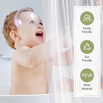 Amazer Clear Shower Curtain Liner, 60x72 Plastic Shower Liner PEVA Medium Weight Inside Shower Curtain for Bathroom with Rustproof Grommets