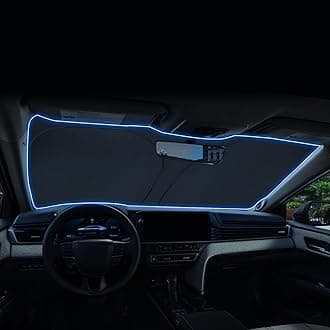 LANTU Windshield Sunshade for 2025 Toyota Camry LE, SE, XLE, XSE Accessories Foldable Sun Shield Block UV Rays with Dual-Silver Coating& Nano Ice Crystal Cooling Keeps Car Interior Cool& Protected