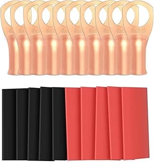 10pcs 8 Awg - 3/8" (M10) Sanuke Wire Lugs Ring Terminal Connectors Ends Heavy Duty for Battery Cable Lug Wire Electrical Eyelets with 3:1 Dual Wall Adhesive Heat Shrink