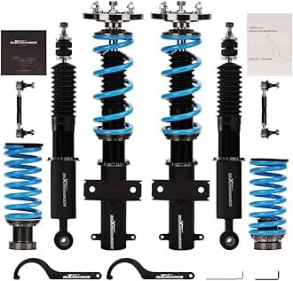 maXpeedingrods Coilovers for Ford Mustang 2005-2014, 24 Level Adjustable Damper Coilovers Suspension Kit Struts,Height Adjustable Lowering Kit Blue