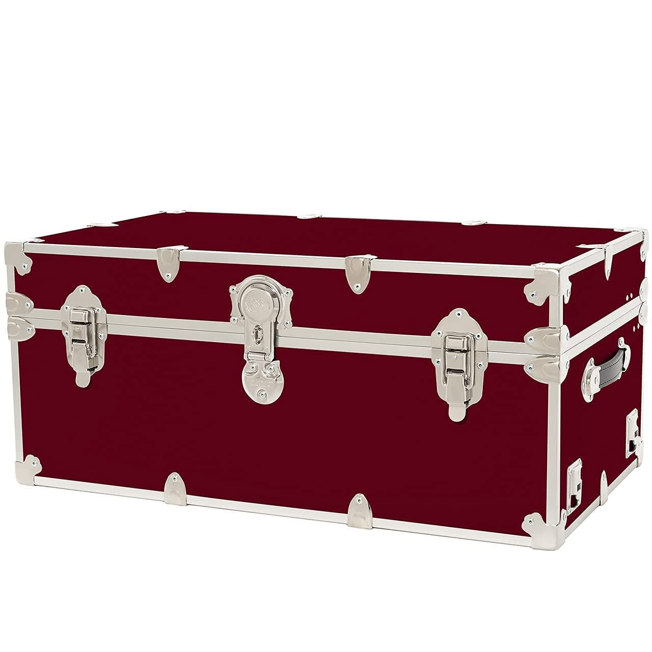 Rhino Trunk & Case Large Armor College Trunk - Secure Dorm Storage Chest - Ideal Footlocker for Students - Strong Trunks with 1000+ Pounds Sitting Capacity 32"x18"x14" (Wine)