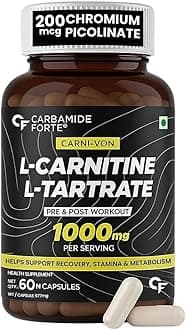 Carbamide Forte L-Carnitine 1000mg Capsules for Men & Women | L Carnitine Tartrate capsules | Pre Workout Supplement - 60 Veg Capsules