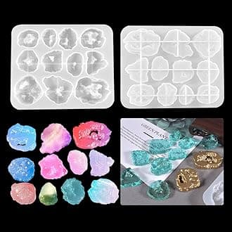 Zayookey Stone Silicone Molds Geode Pendant Mold Epoxy Resin Mould Casting for DIY Aromatherapy Stone Quartz Jewerly Keychain Earrings Necklace Project (Irregular Gem Mold)