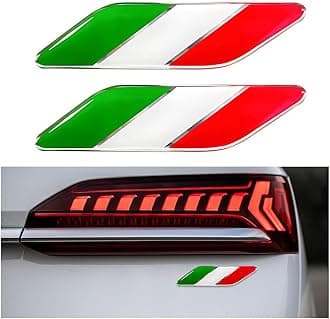 2 PCS 3D Tricolor Flag Emblem, Car Exterior Emblem Badge Sticker Decal, Vehicle Fender Bumper Decals, 3D Aluminum Declaration Badge for All Models, Universal Car Accessories (Italy)