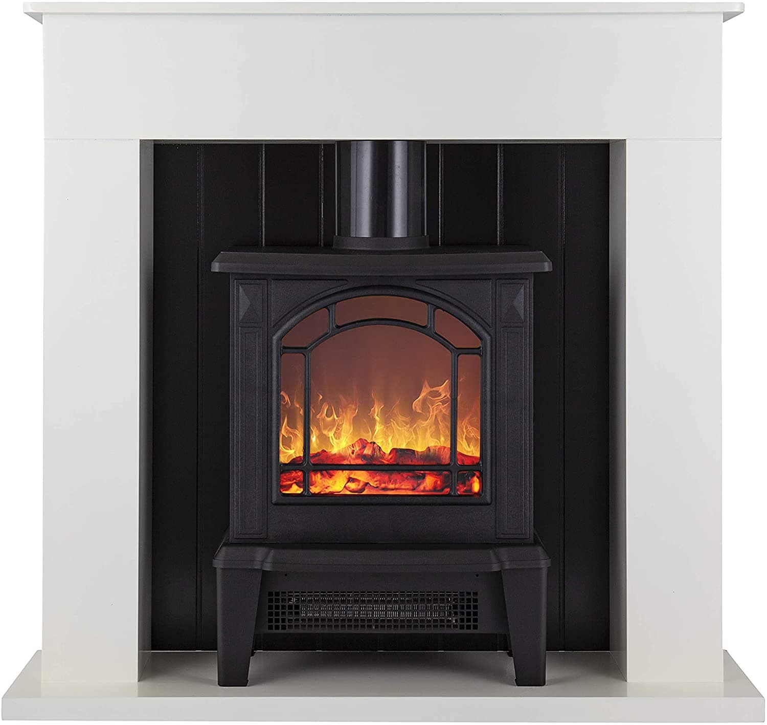 Warmlite Ealing Electric Fireplace Suite with Adjustable Thermostat Control, 2 Heat Settings, 1800W, White, WL45037W