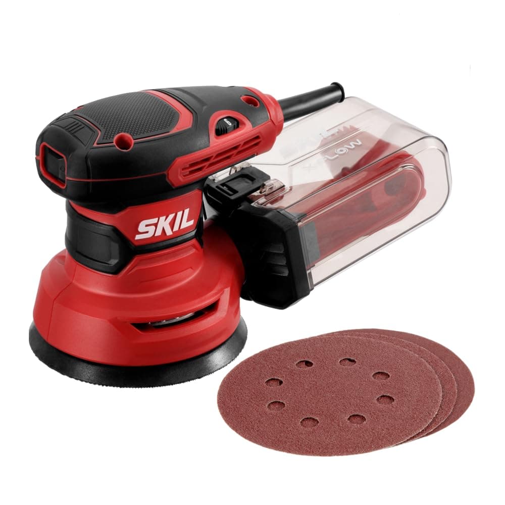 SKIL 5” Random Orbital Sander, Includes 3pcs Sanding Papers and Dust Box - SR211601