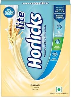 Horlicks Lite 420g, Scientifically designed for Adults |High Protein, Zero added sugar|Badam Flavour