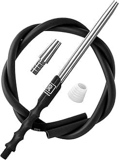 Silver Shisha Hose with Mouthpiece, 60 in 150 cm Anti-Dirt Soft-Touch Silicone Tube with Kink Protection Spring, Adapter and Seal, Ergonomic Shisha Mouthpiece, Universal Shisha Accessory M. ROSENFELD