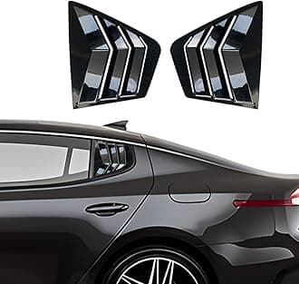 For Kia Stinger 2018 2019 2020 2021 2022 2023 2024 Window Louvers Front Side Racing Style ABS Window Louvers Air Vent Scoop Shades Cover Blinds Trim Exterior Accessories 2PCS(Bright Pitch Black)