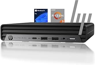 HP Elite 805 Business Mini Desktop Computer, AMD Ryzen 5 (Beat i7-11700), 8GB Memory, 128GB PCIe SSD, Ultra-Quiet Design, Dual 4K Display Support, USB-C + Wi-Fi 6, Keyboard & Mouse, Windows 11