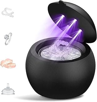Voraiya Ultrasonic UV Cleaner for Dentures, Aligner, Retainer, Whitening Trays, Night Dental Mouth Guard, Toothbrush Head, Ultrasonic Jewelry Cleaner Machine for all dental Appliances, Diamon