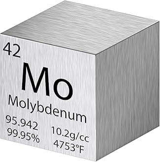 Tungsten Cube Metal Density Cubes Pure Metal High Density Element Cube for Element Collections Lab Experiment Material Hobbies Heavy Small Objects Experience (Molybdenum, 1 Inch)