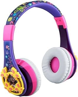 eKids Disney Encanto Kids Bluetooth Headphones, Wireless Headphones with Microphone Includes Aux Cord, Volume Reduced Kids Foldable Earphones