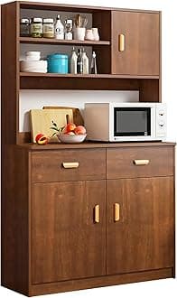 Beauenty Sideboard Buffet Cabinet, Coffee Bar Cabinet, Buffet Sideboard, 2 Drawers & 3 Doors Sideboard Functional Kitchen Cabinet for Office, Dining Room, Living Room (Style 2)