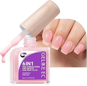 Gelike EC Nail Polish for Natural Nails: Nude Pink 6-In-1 Cruelty-Free Vegan Formula With Protein Treatment - 30s Quick Drying 28 Days Smudge-Proof Nail Strengthener And Growth Polish - No UV Light